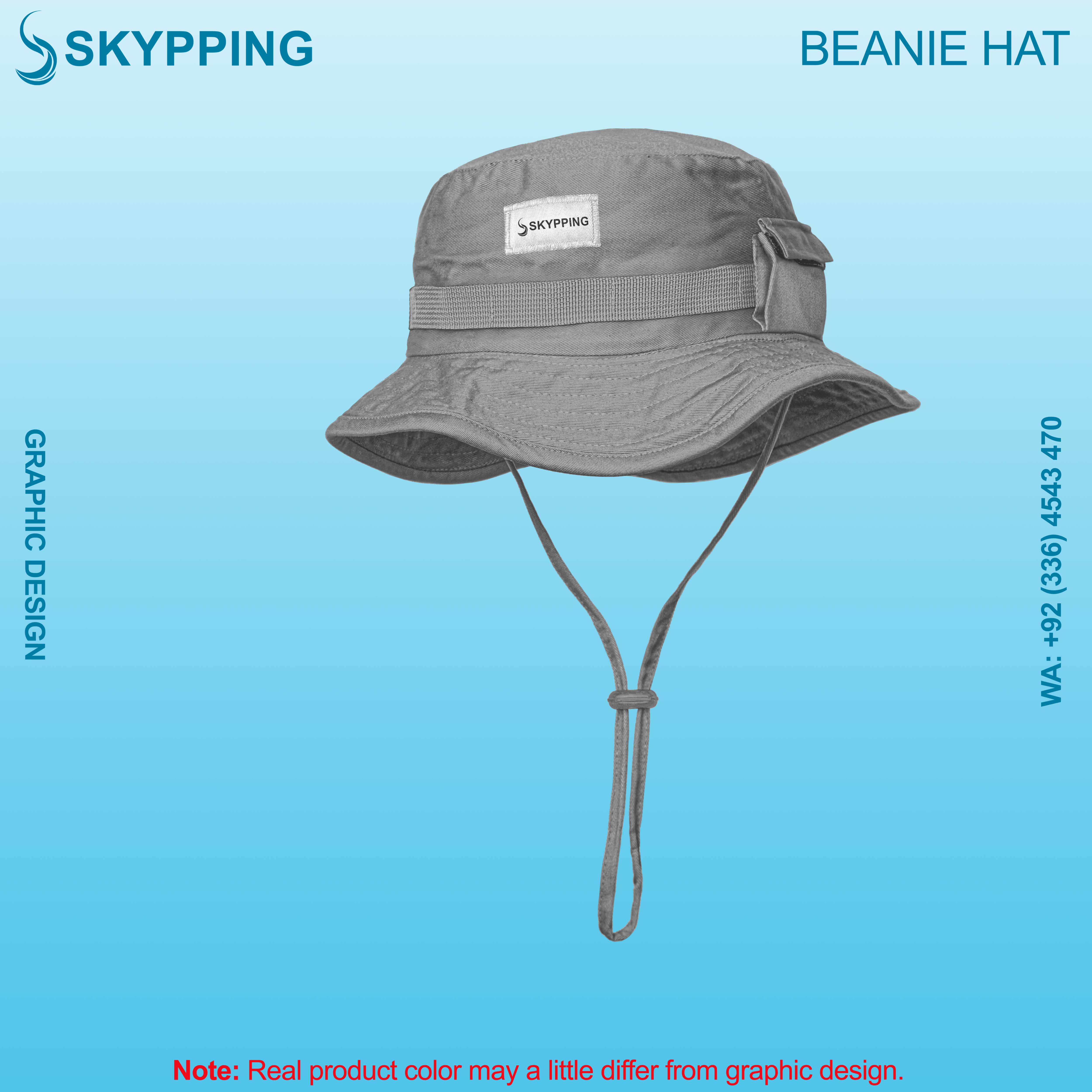 Boonie Hat - Bucket Hat with strip and a side pocket